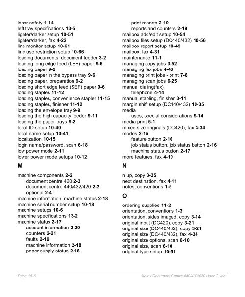 Xerox Document Centre 440/432/420 User Guide