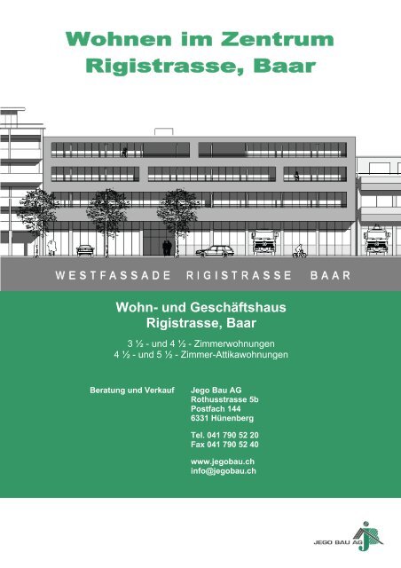 Wohn- und Geschäftshaus Rigistrasse, Baar - Jego AG