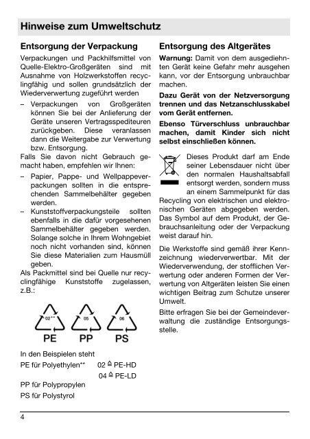 Gebrauchsanweisung Wäschetrockner 9750 WP