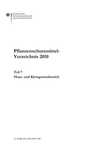 Pflanzenschutzmittel- Verzeichnis 2010 Teil 7 Haus