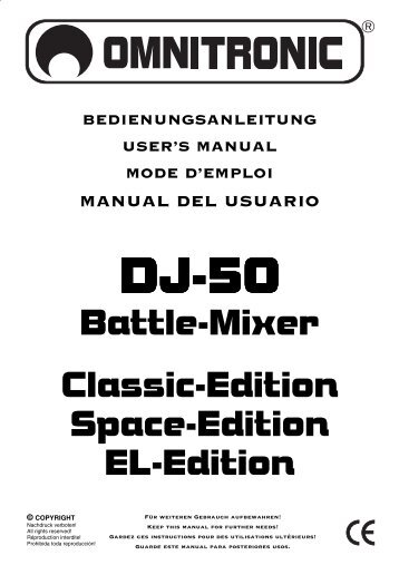 EMPLOI MANUAL DEL USUARIO DJ-50 Battle-Mixer Classic ...