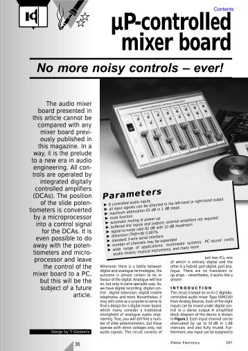 µP-controlled mixer board No more noisy controls – ever ... - WebHTB