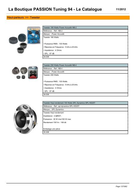 La Boutique PASSION Tuning 94 - Le Catalogue