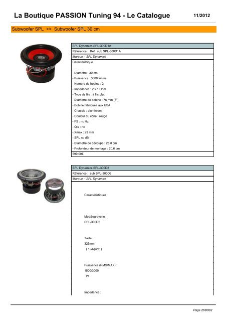 La Boutique PASSION Tuning 94 - Le Catalogue