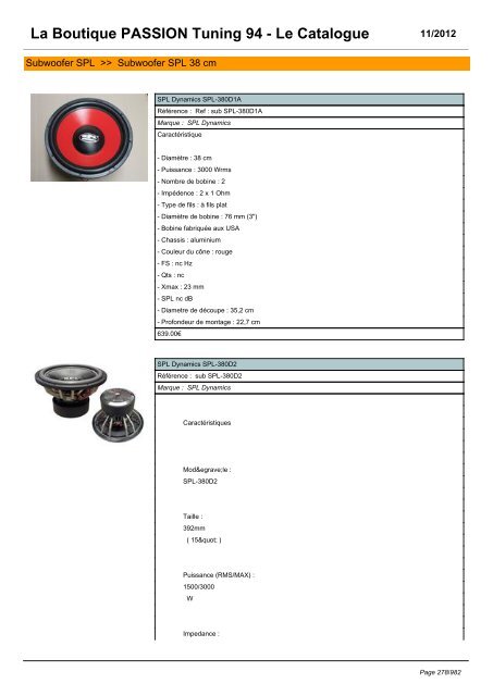 La Boutique PASSION Tuning 94 - Le Catalogue