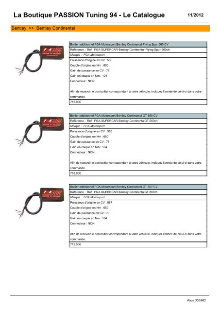 La Boutique PASSION Tuning 94 - Le Catalogue