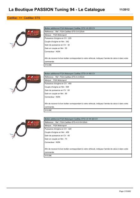 La Boutique PASSION Tuning 94 - Le Catalogue