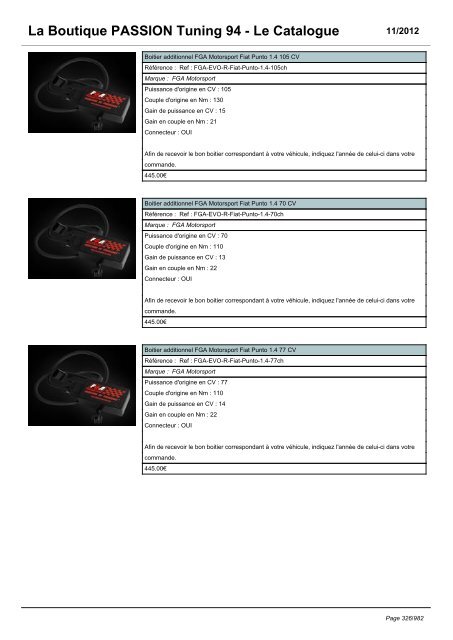 La Boutique PASSION Tuning 94 - Le Catalogue