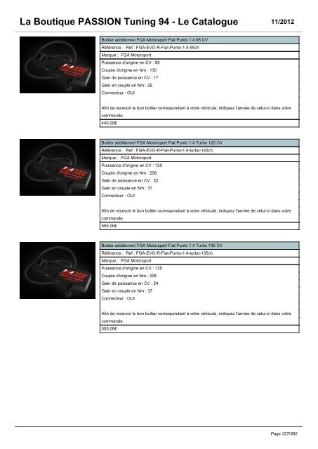 La Boutique PASSION Tuning 94 - Le Catalogue