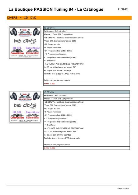 La Boutique PASSION Tuning 94 - Le Catalogue