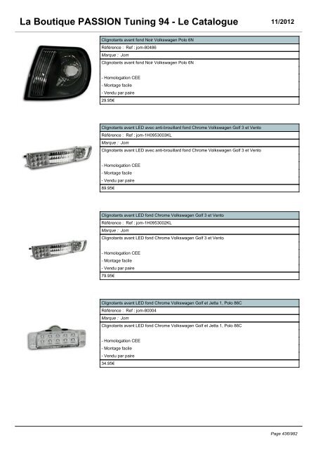 La Boutique PASSION Tuning 94 - Le Catalogue