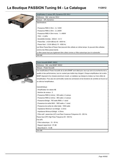 La Boutique PASSION Tuning 94 - Le Catalogue