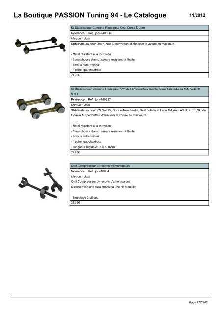 La Boutique PASSION Tuning 94 - Le Catalogue