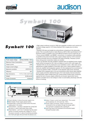 www.audison.com Technical Specification Power supply voltage ...