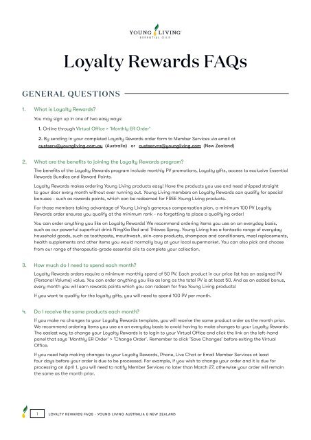 Loyalty Rewards Frequently Asked Questions