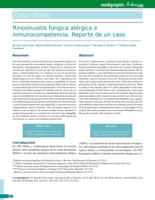 Rinosinusitis fúngica alérgica e ... - edigraphic.com