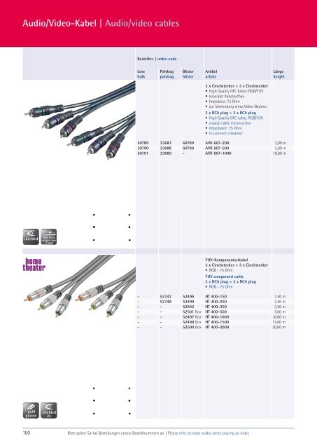 Audio/Video-Kabel  Audio/video cables