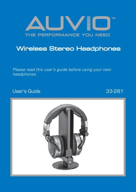 AUVIO Stereo Wireless Headphones (User's Guide) - Radio Shack