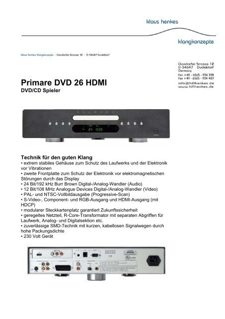 Primare DVD 26 HDMI