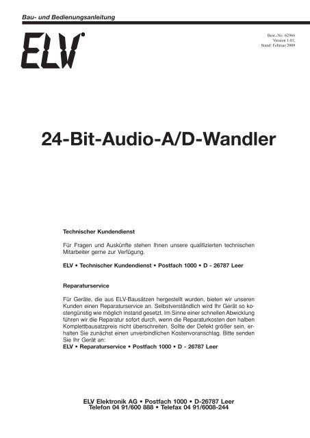 24-Bit-Audio-A/D-Wandler - TecHome.de