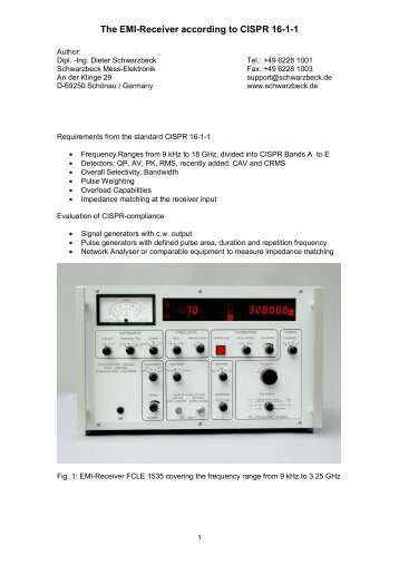 The EMI-Receiver according to CISPR 16-1-1 - Schwarzbeck Mess