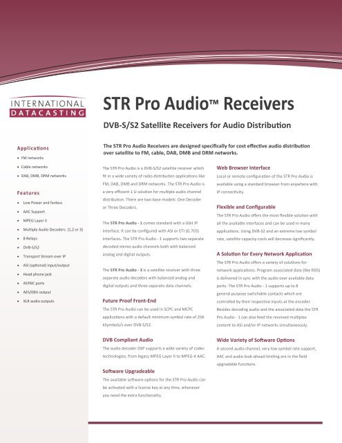 STR Pro Audio Receivers - DVB-S/S2 Satellite Receivers for Audio ...