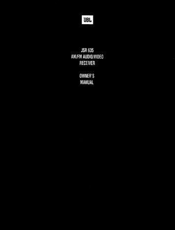 jsr 635 aivi/fivi audio/video receiver owner's manual - JBL