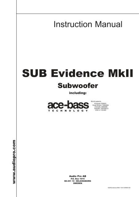 SUBEvidence_MkII_IM_115V_ manual.pdf - Audio Pro
