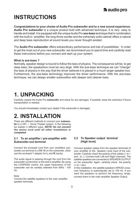 SUBEvidence_MkII_IM_115V_ manual.pdf - Audio Pro