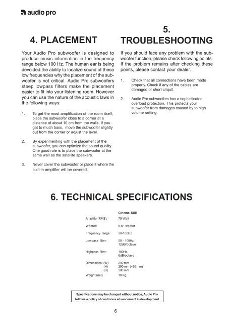 Instruction Manual - Audio Pro