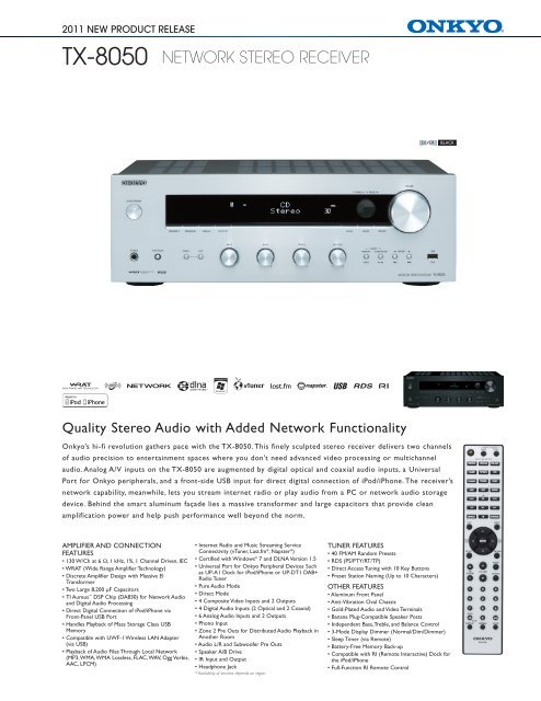 ONKYO TX-8050 動作品 TX-8050(S)｜ONKYO ネットワークステレオレシーバー ハイレゾ