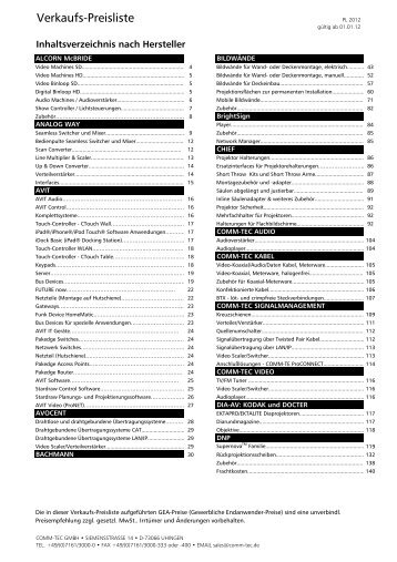 in Arbeit_COMM-TEC Verkaufs-Preisliste_2011_01.01.2012