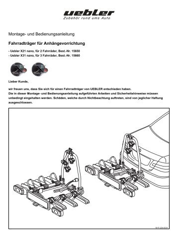 Montage- und Bedienungsanleitung Fahrradträger für ...