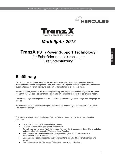 TranzX PST Sensorkalibrierung - Hercules