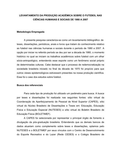 PDF) Futebol: necessárias rupturas