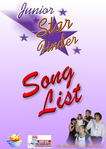 Junior Star Finder Main Song List - Ballina RSL Club