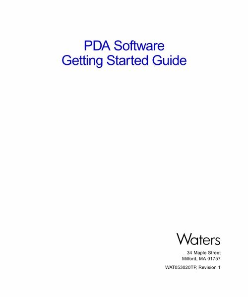 PDA Software Getting Started Guide - Waters