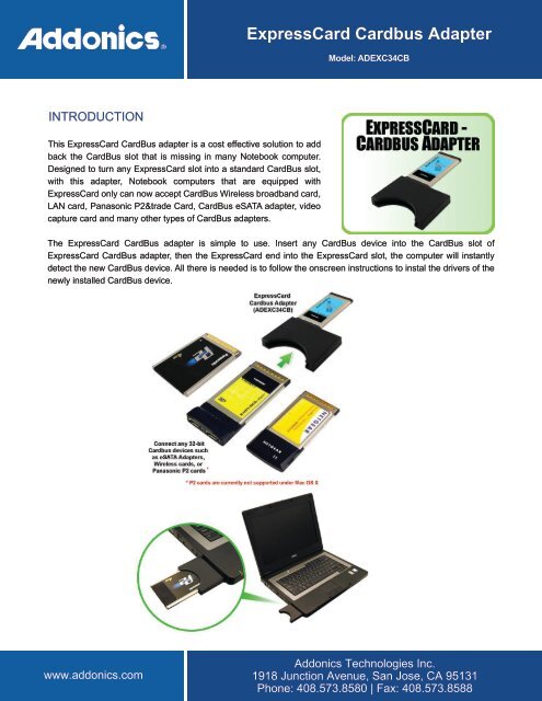 ExpressCard Cardbus Adapter - Addonics