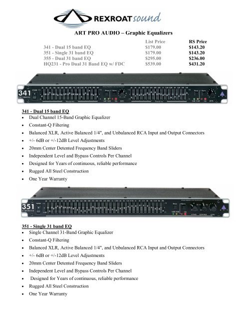 ART EQ 341 Dual 15-Band Equalizer – 2-Kanal Grafik-EQ Mit XLR/Klinke, Für Studio & PA