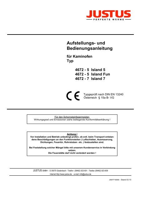 Aufstellungs- und Bedienungsanleitung - Justus