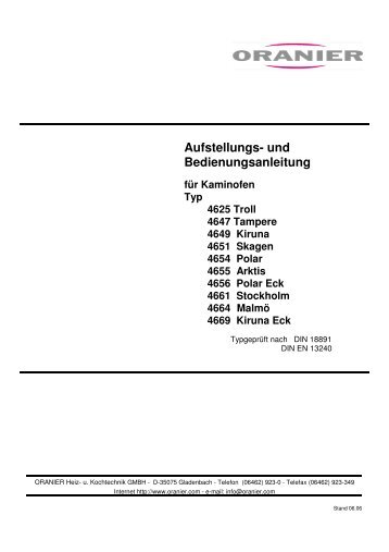 Aufstellungs- und Bedienungsanleitung - Kaminkaufhaus