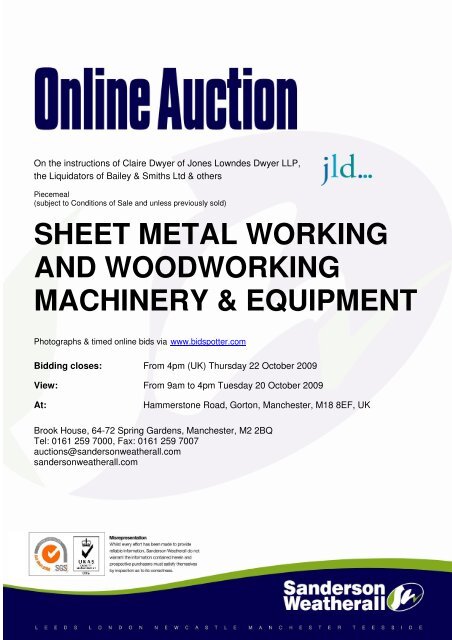 sheet metal working and woodworking machinery & equipment