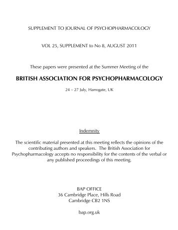 The British Association for Psychopharmacology