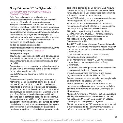 C510 Guía del usuario - Sony