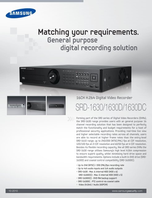 16CH H.264 Digital Video Recorder - Samsung
