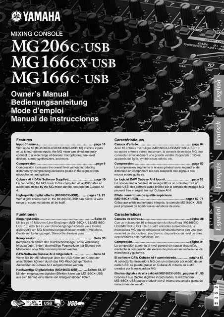 MG206C-USB/MG166CX-USB/MG166C-USB Owner's ... - Yamaha