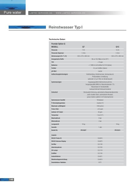 Reinstwasser Typ I - Labtec Services AG
