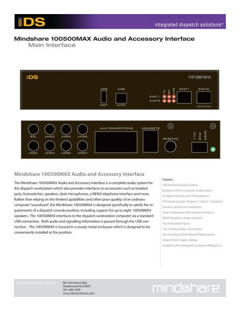 Mindshare 100500MAX Audio and Accessory Interface Mindshare ...