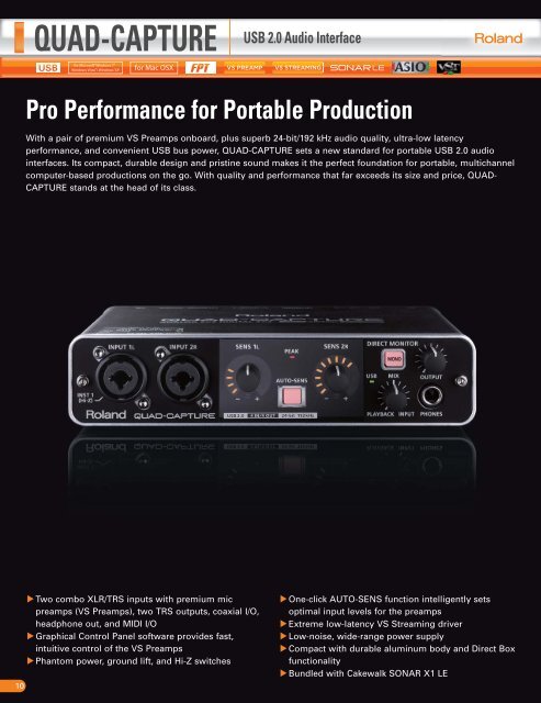 Pro Performance for Portable Production QUAD-CAPTURE ... - Roland