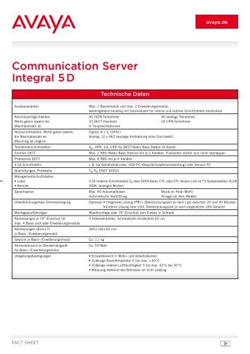 Communication Server Integral 5 D - LIPINSKI TELEKOM GmbH